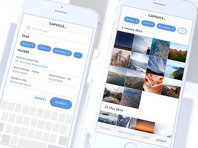 Cloud-based "time-capsule"gallery app cinema4d interface iphone ui user ux