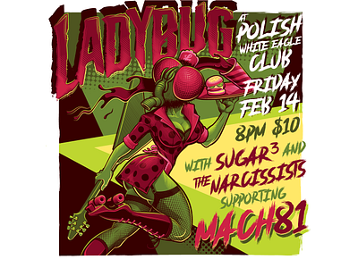 LadyBug gig poster design illustration illustrator music poster punk rock screen print