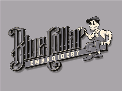 Blue Collar Embroidery Logo adobe illustrator branding design illustration logo typography vector