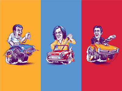 Top Gear Character Posters adobe illustrator car design ed roth hot rod illustration poster primary ratfink screen print top gear vector