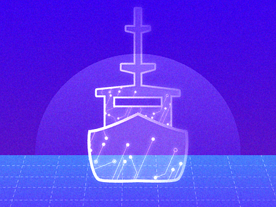 Digital Vessel cyber illustraion retro ship vessel