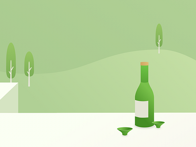 Illustration | Drink with you bottle cup green japanese wine wine
