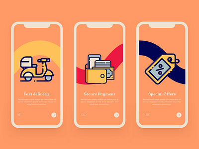 Pasta onboarding Mobile App app design art direction delivery design editorial design food food app icon illustration offer payment typography ui uiux vector web design