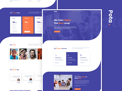 Pota - Digital Agency sketch Template art direction blue branding design editorial design illustration ui uiux web web design