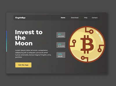 Cryptoapp - Cryptocurrency Investment Hero Section bitcoin crypto landing page ui ux web web design