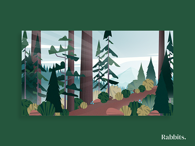Rabbits. forest illustration noise peaceful scenery vector