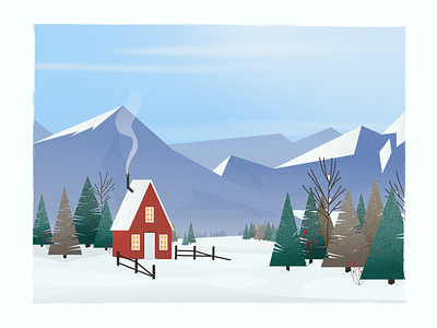 Warmth flat grain illustration mountains scenery snow vector