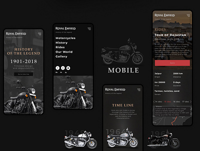 Mobile app design - Royal Enfieid motorcycles app design mobile uxui