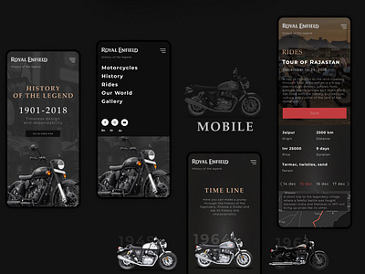 Mobile app design - Royal Enfieid motorcycles