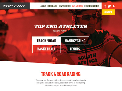 Our Athletes - Interior Page angles flat handcycling racing road sports track ui webdesign