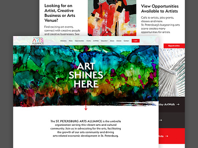 St. Petersburg Arts Alliance design grid homepage layout refresh web web design