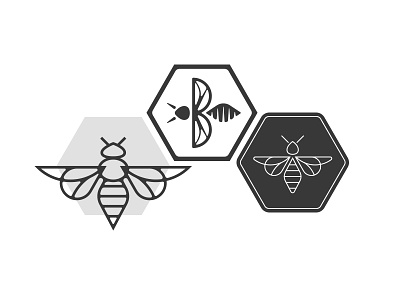 Bee Logomark Explorations bee busy fly geometry hexagon honeycomb insect symmetry wasp
