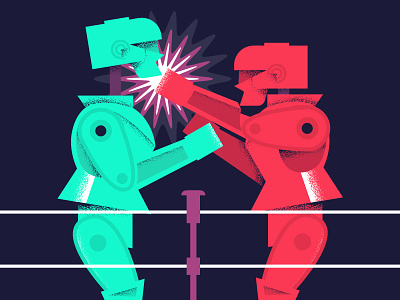 Workplace Rivalry boxing design fight illustration robot texture vibrant workplace
