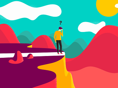 Dead End bright colors cliff desert design fail illustration lost marketing path vector