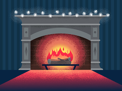 Cozy Fire christmas fireplace holiday illustration texture warm winter