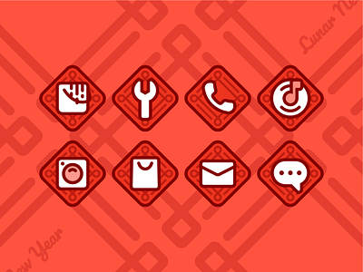 Chinese Lunar New Year's Icons celebration china chinaart chinese chinese culture chinese fu festival festive flat happy event holiday icon iconpack joyful lunar lunar new year new year outline outlined theme