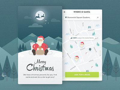 Santa Ride - transportation app app christmas illustration location map mobile search tarnsportation ui ux