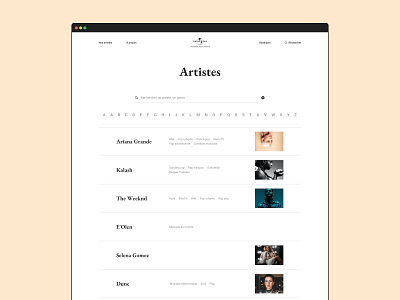 List artist page redesign - Universal Music France