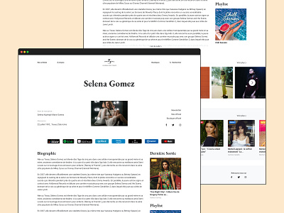 Artist page - Universal Music France music profil profile page redesign ui web design web site webdesign website