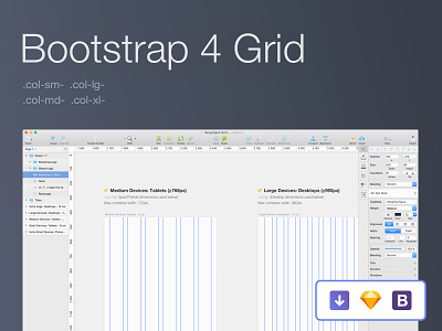 Bootstrap 4 Grid [Sketch] bootstrap bootstrap 4 download framework free freebie grid grid system responsive sketch template website