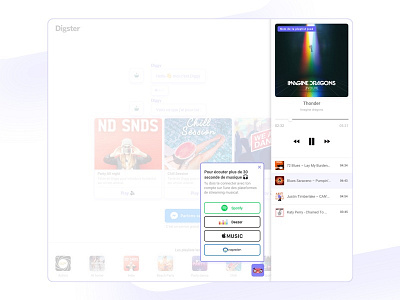Digster - Player bot chat home homepage music playlist purple website
