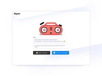 Digster - 404 error page 404 404 error pages bot chat error page 404 purple website