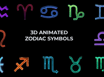 3D Animated Zodiac Symbols. 3d elements