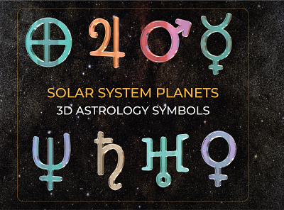 3D Animated Solar System Symbols. 3d solar system astrology motion graphics