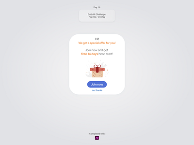 [Daily UI / Day 16] Pop-Up Overlay app branding dailyui design illustration logo typography ui ux vector