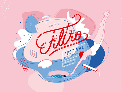 Water Arts Festival 2018! argentina branding buenos aires design editorial fadu festival gabriele illustration logo pink poster vector water