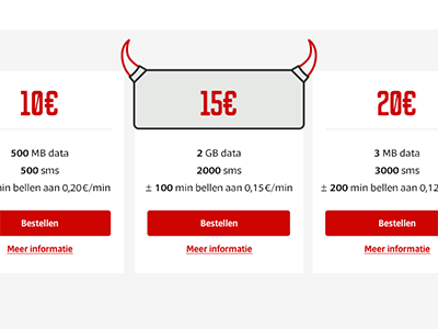 Mobile Vikings: Pricing Table