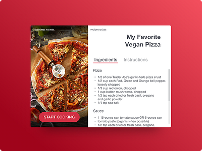 Day 009 - Recipe Card 100days card interface pizza recipe ui