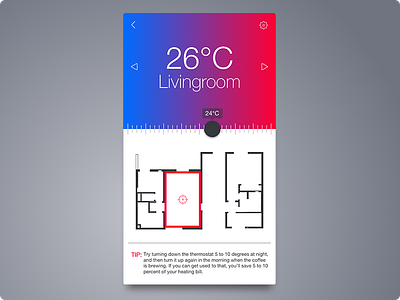 Day 020 - Thermostat Widget 100days android app card interface iphone thermostat ui