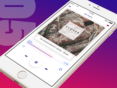 Day005 - Music Player 100days app design clean gradient minimal music music player music tracks play sketch song ux
