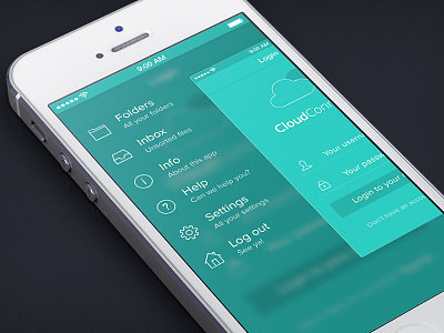 Cc - Menu app green interface ios ios7 iphone menu mobile nav navigation retina ui