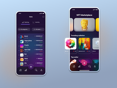 NFT marketplace design concept app design figma graphic design interface iphone13 layout mobile app nft nft marketplace ui