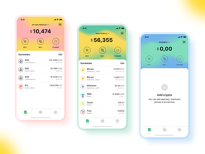 Multi-Cryptocurrency & Multi-Account Wallet Concept app blockchain clean ui colorful crypto currency crypto wallet cryptocurrencies cryptocurrency cryptocurrency app cryptowallet minimalism mobile ui ui design ux ui wallet wallet app wallet ui walletapp wallets