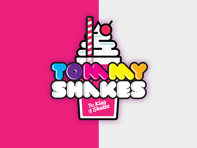 Tommy Shakes Logo Concept bold bright bubble graffiti logo milkshake pink vector