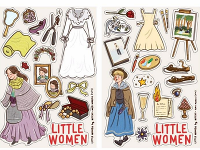 Little Women : Meg and Amy amy march book fanart greta gerwig illustration little women louisa may alcott meg march movie woman women