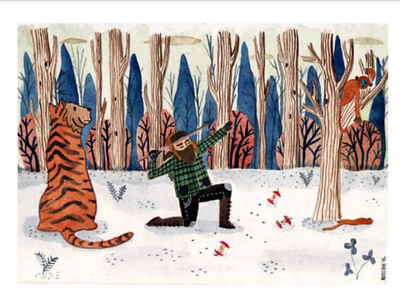 Hunter art artwork book illustration drawing folklore forrest hunter illustration tiger watercolor woods