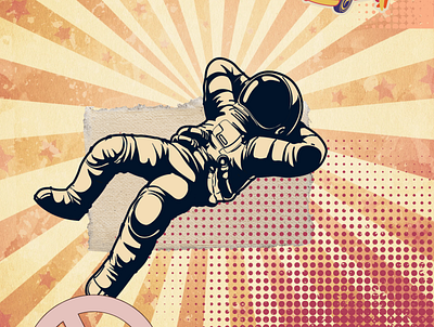 Retro astronaut canva design graphic design illustration