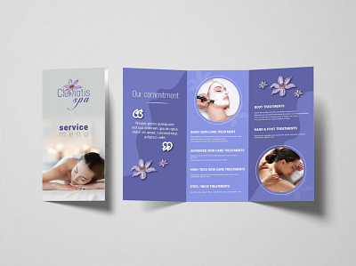 Tri-fold Spa Service Brochure beauty brochure illustration service menu spa templates