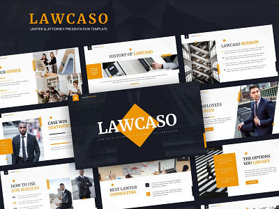Lawcaso - Lawyer & Attorney Presentation Template attorney design google slides justice keynote law lawyer layout design powerpoint