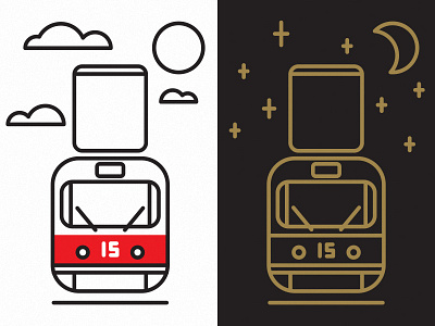 Tram Tee day illustration line night t shirt design tram wip