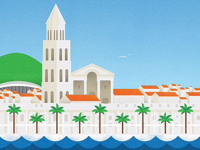 Split city croatia flat illustration sea split summer