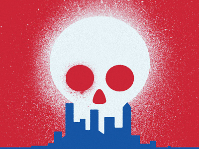 Death In The City 2d city death illustration moon scull skull skyline spraypaint