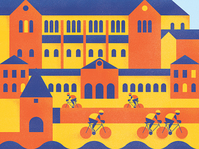 Tour de Culture city city illustration cycle flat illustration illustration vintage