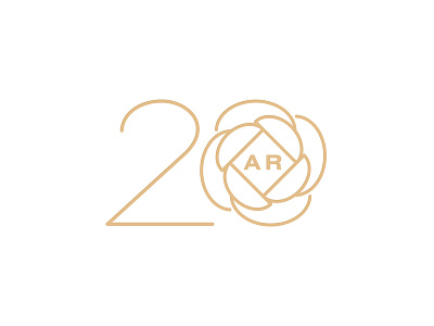 20 Rose 20 gold logo monoline rose