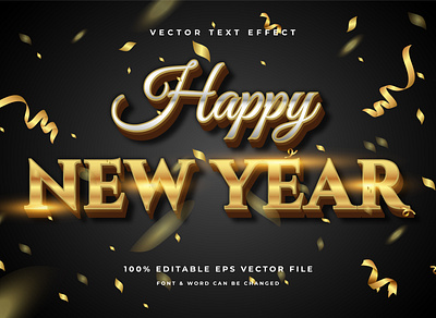 Happy new year editable text effect editable effect eps happy new text vector year