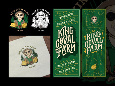 ILLUSTRATION LOGO & VISUAL BRANDING KING GOVAL FARM brand identity branding design farm logo hand lettering illustration lettering logo logodesign stationaries sticker stickerdesign typography vector vintage visualbranding